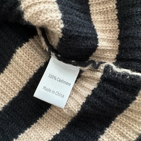 La Ligne Mini Striped Toujours Sweater - Black/Camel Size Small - Picture 7 of 7